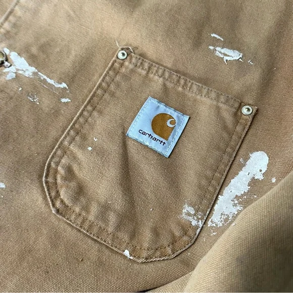 VTG Carhartt Blanket lined Chore Jacket Duck Canvas Trashed used distressed XXL